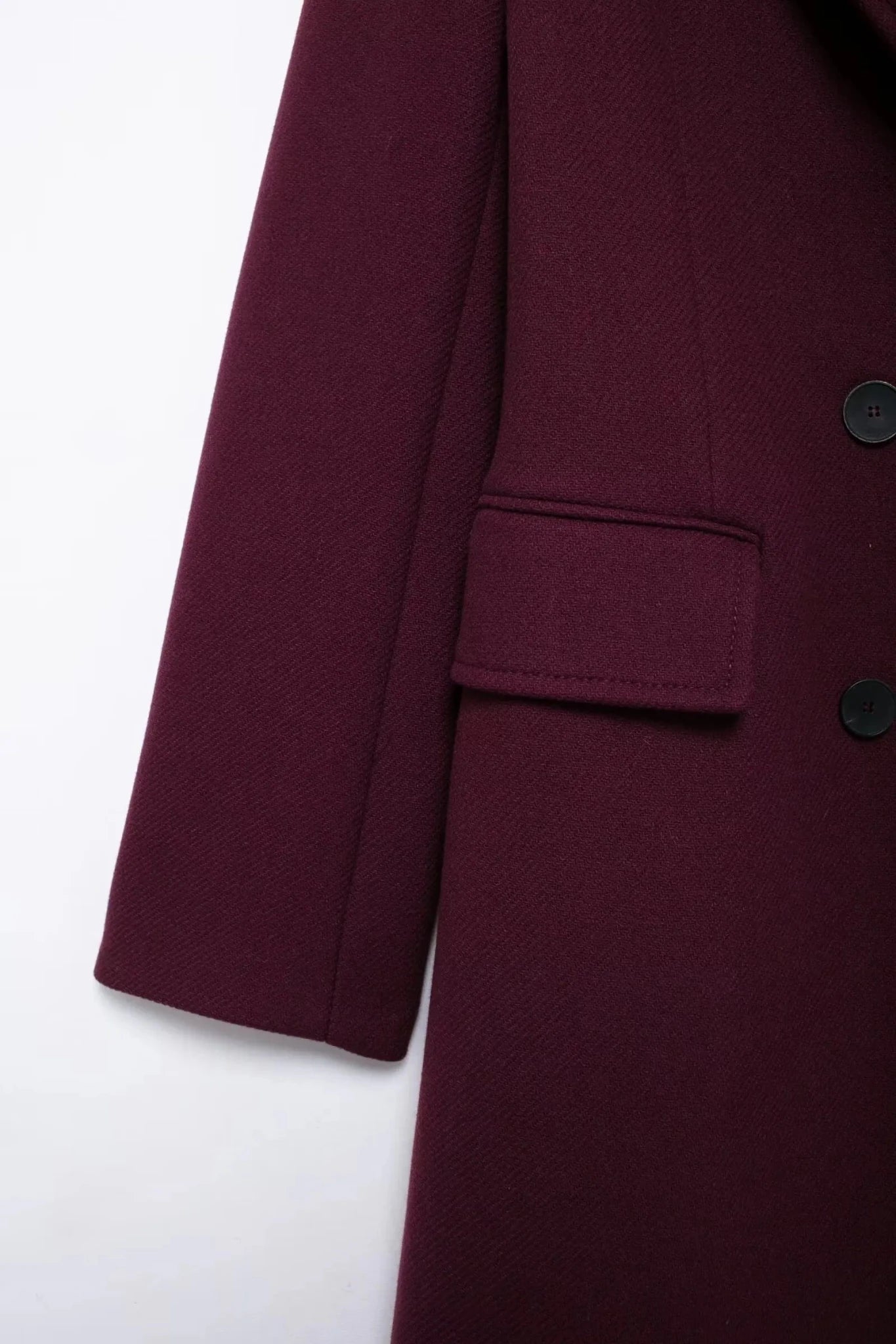 HH Women Fashion Burgundy Woolen Coat Double Breasted Long Sleeve Lapel Blends Jacket Autumn Winter High Street Outerwear - MAGUSTA BEAUTY