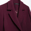 HH Women Fashion Burgundy Woolen Coat Double Breasted Long Sleeve Lapel Blends Jacket Autumn Winter High Street Outerwear - MAGUSTA BEAUTY
