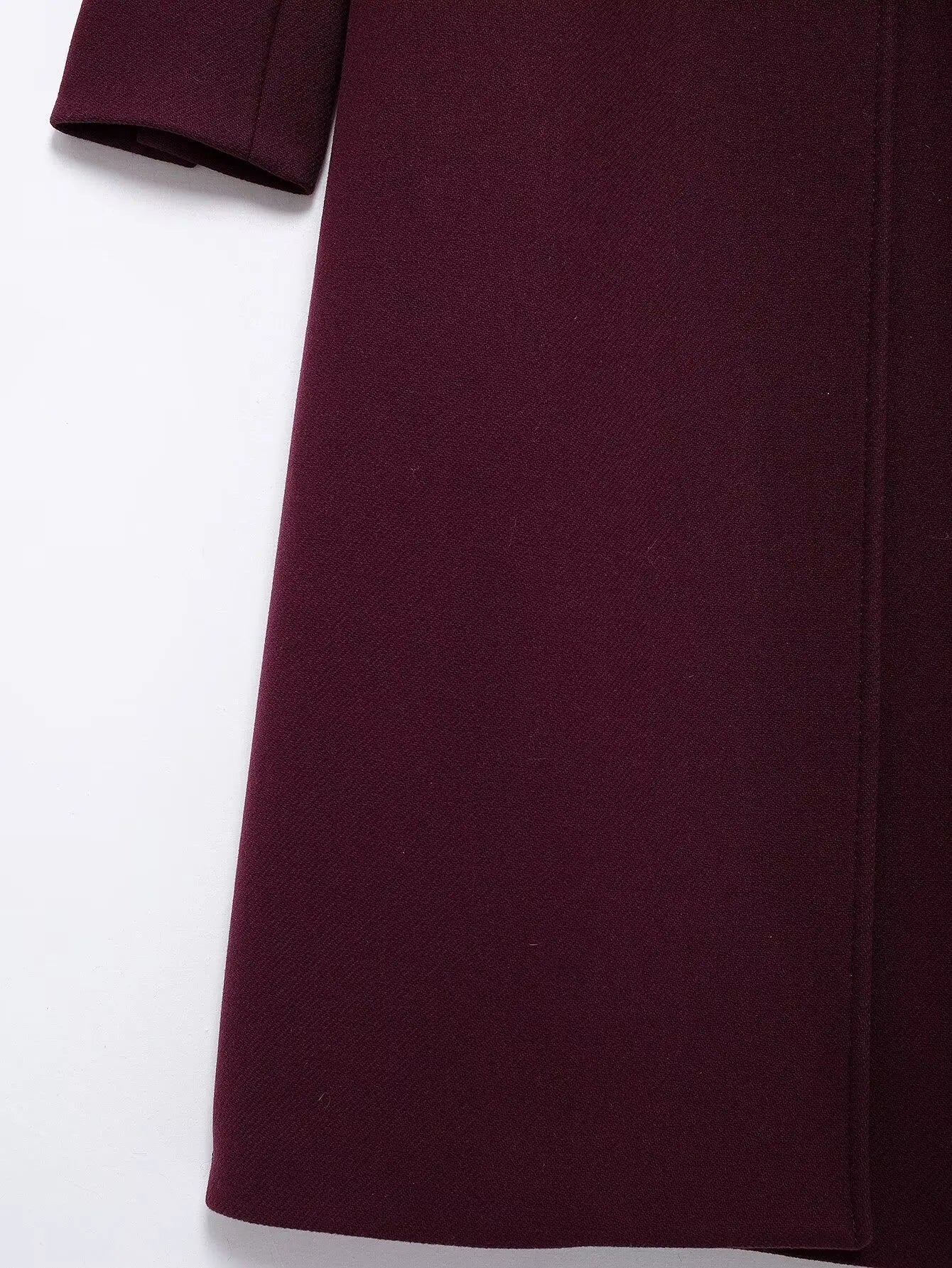 HH Women Fashion Burgundy Woolen Coat Double Breasted Long Sleeve Lapel Blends Jacket Autumn Winter High Street Outerwear - MAGUSTA BEAUTY