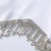 High Street Sexy Hem Tassel Diamond Beading Knitting T Shirt Chic Short Camis Tank Lady Slim Crop Vest Tops - MAGUSTA BEAUTY