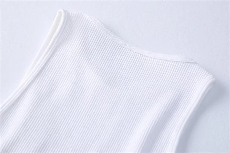 High Street Sexy Hem Tassel Diamond Beading Knitting T Shirt Chic Short Camis Tank Lady Slim Crop Vest Tops - MAGUSTA BEAUTY