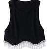 High Street Sexy Hem Tassel Diamond Beading Knitting T Shirt Chic Short Camis Tank Lady Slim Crop Vest Tops - MAGUSTA BEAUTY
