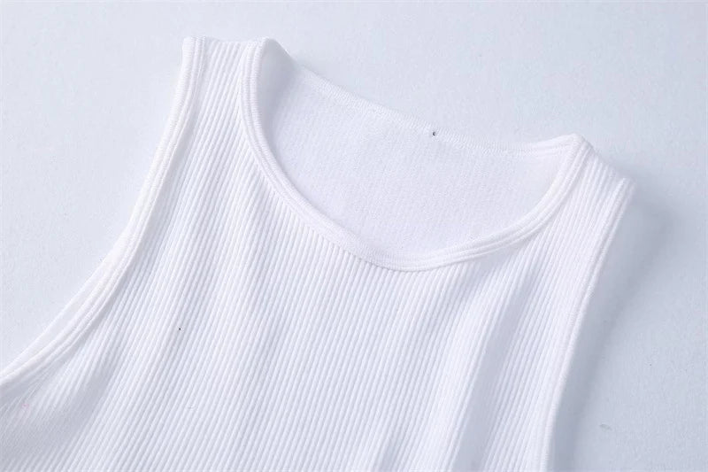 High Street Sexy Hem Tassel Diamond Beading Knitting T Shirt Chic Short Camis Tank Lady Slim Crop Vest Tops - MAGUSTA BEAUTY
