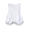 High Street Sexy Hem Tassel Diamond Beading Knitting T Shirt Chic Short Camis Tank Lady Slim Crop Vest Tops - MAGUSTA BEAUTY