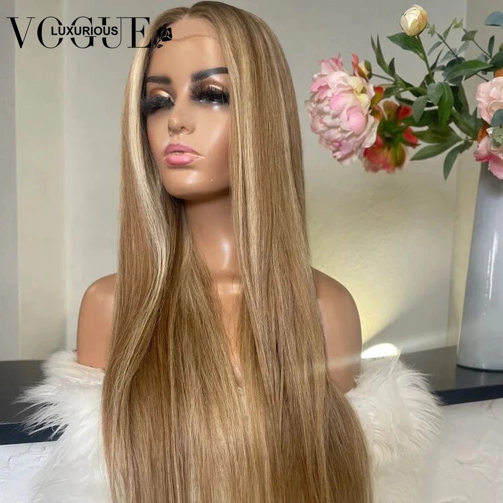 Highlight Brown Honey Blonde Brazilian Virgin Human Hair Lace Closure Wigs Transparent Lace Front Women Wig Pre Plucked On Sale - MAGUSTA BEAUTY