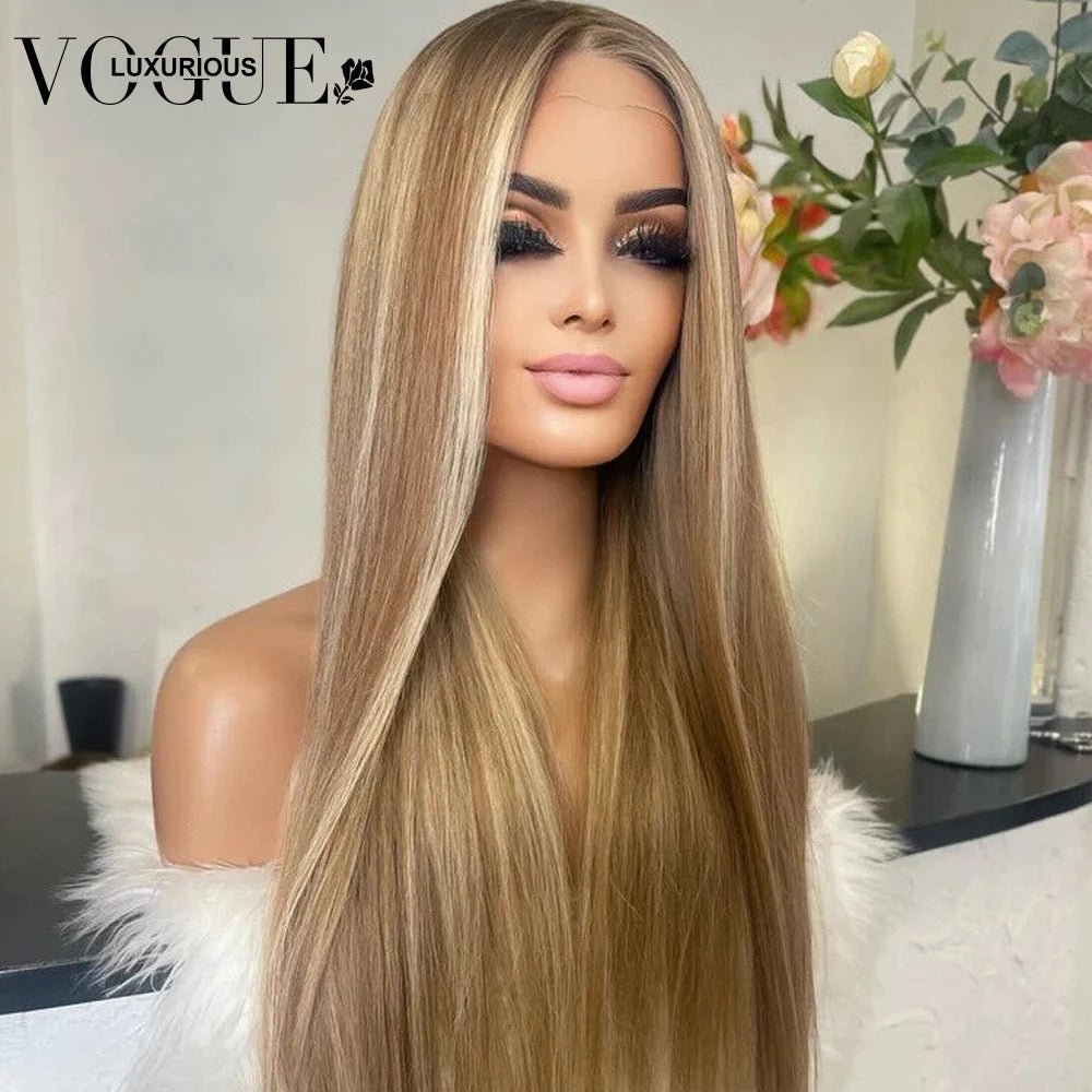 Highlight Brown Honey Blonde Brazilian Virgin Human Hair Lace Closure Wigs Transparent Lace Front Women Wig Pre Plucked On Sale - MAGUSTA BEAUTY