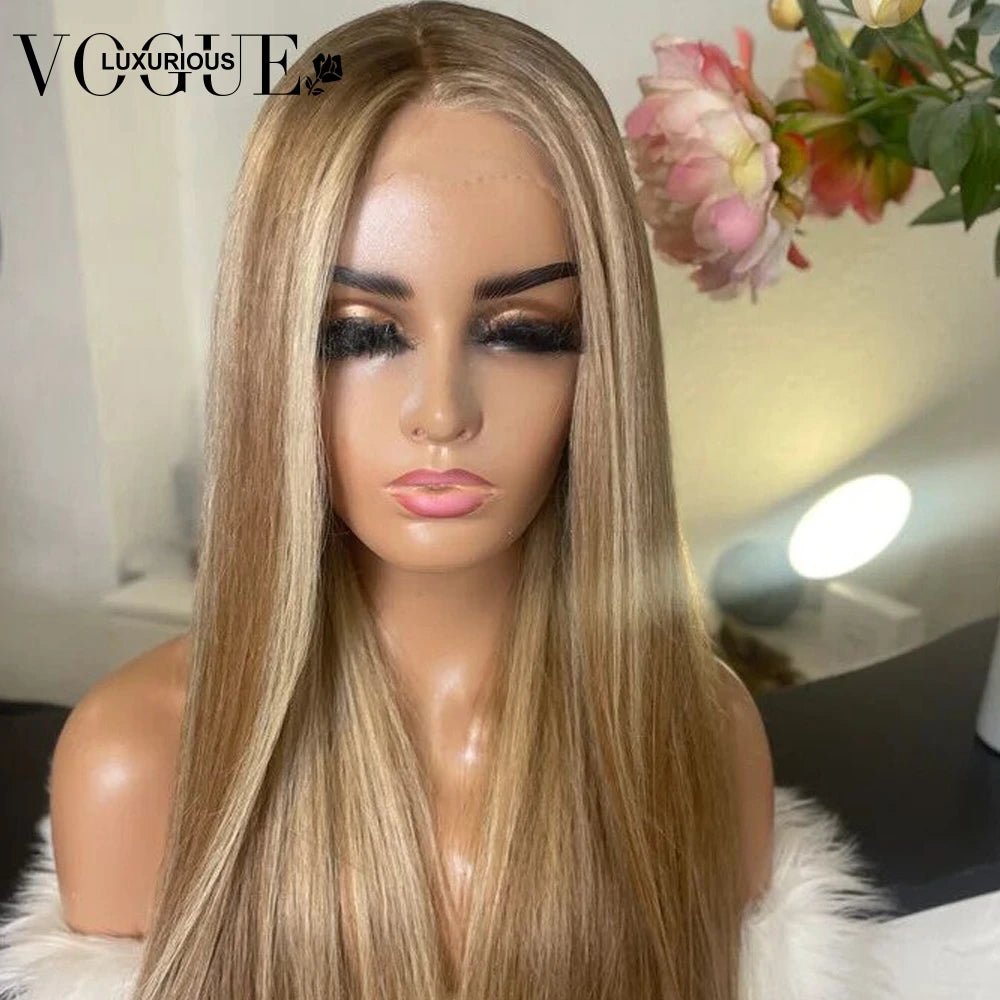 Highlight Brown Honey Blonde Brazilian Virgin Human Hair Lace Closure Wigs Transparent Lace Front Women Wig Pre Plucked On Sale - MAGUSTA BEAUTY