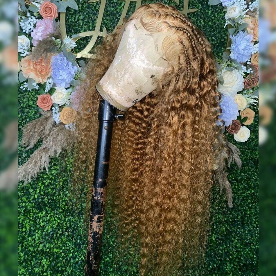 Highlight Honey Brown 13x4 Curly Lace Front Wig Glueless Human Hair Wigs Ombre 13x6 HD Deep Wave Lace Frontal Wig For Women Sale - MAGUSTA BEAUTY