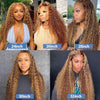 Highlight Honey Brown 13x4 Curly Lace Front Wig Glueless Human Hair Wigs Ombre 13x6 HD Deep Wave Lace Frontal Wig For Women Sale - MAGUSTA BEAUTY
