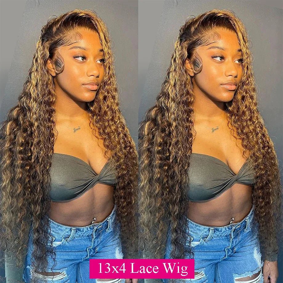 Highlight Wig Human Hair Ombre HD Lace Wig 13x6 Human Hair Deep Wave Frontal Wig Brazilian 13x4 Water Wave Curly Wigs For Women - MAGUSTA BEAUTY