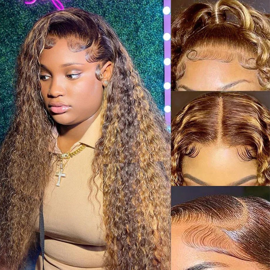 Highlight Wig Human Hair Ombre HD Lace Wig 13x6 Human Hair Deep Wave Frontal Wig Brazilian 13x4 Water Wave Curly Wigs For Women - MAGUSTA BEAUTY
