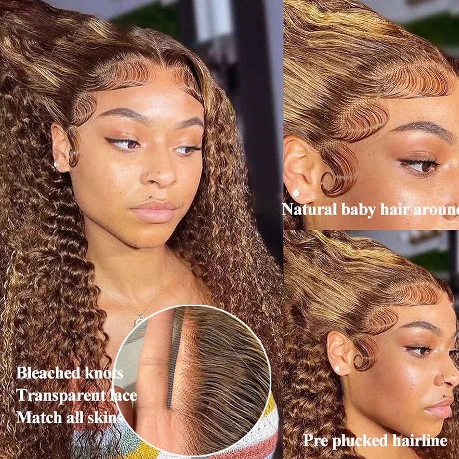 Highlight Wig Human Hair Ombre HD Lace Wig 13x6 Human Hair Deep Wave Frontal Wig Brazilian 13x4 Water Wave Curly Wigs For Women - MAGUSTA BEAUTY