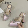 Hlieny 2025 Spring Autumn Women Pumps Fashion Platform Pointed Toe Butterfly-Knot Crystal Party Shoes Ankle Buckle Strap Sandals - MAGUSTA BEAUTY