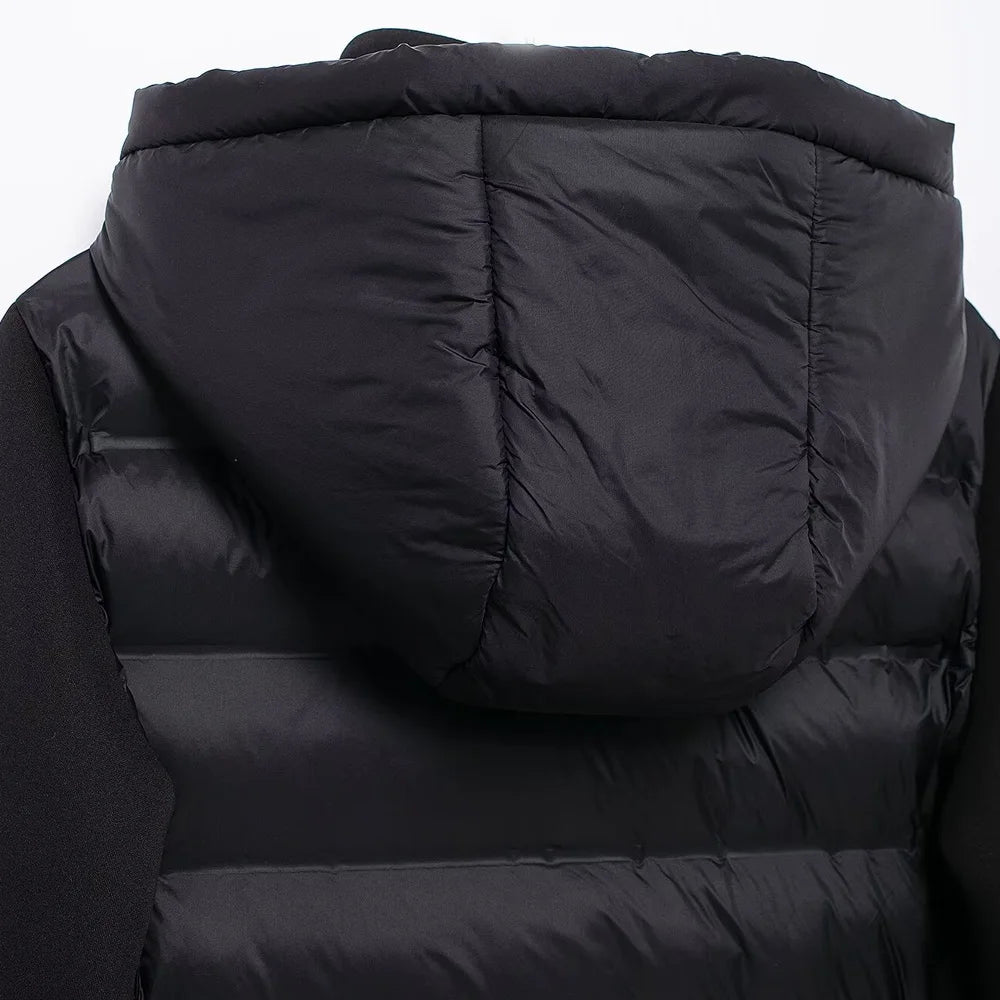 Hooded Patchwork Padded Jacket Coat with Pockets for Women, Long Sleeve, Front Zipper, Female Outerwear, Chic Tops, Fashion - MAGUSTA BEAUTY