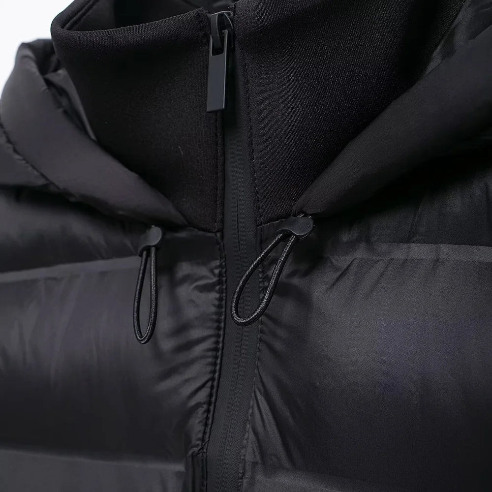 Hooded Patchwork Padded Jacket Coat with Pockets for Women, Long Sleeve, Front Zipper, Female Outerwear, Chic Tops, Fashion - MAGUSTA BEAUTY