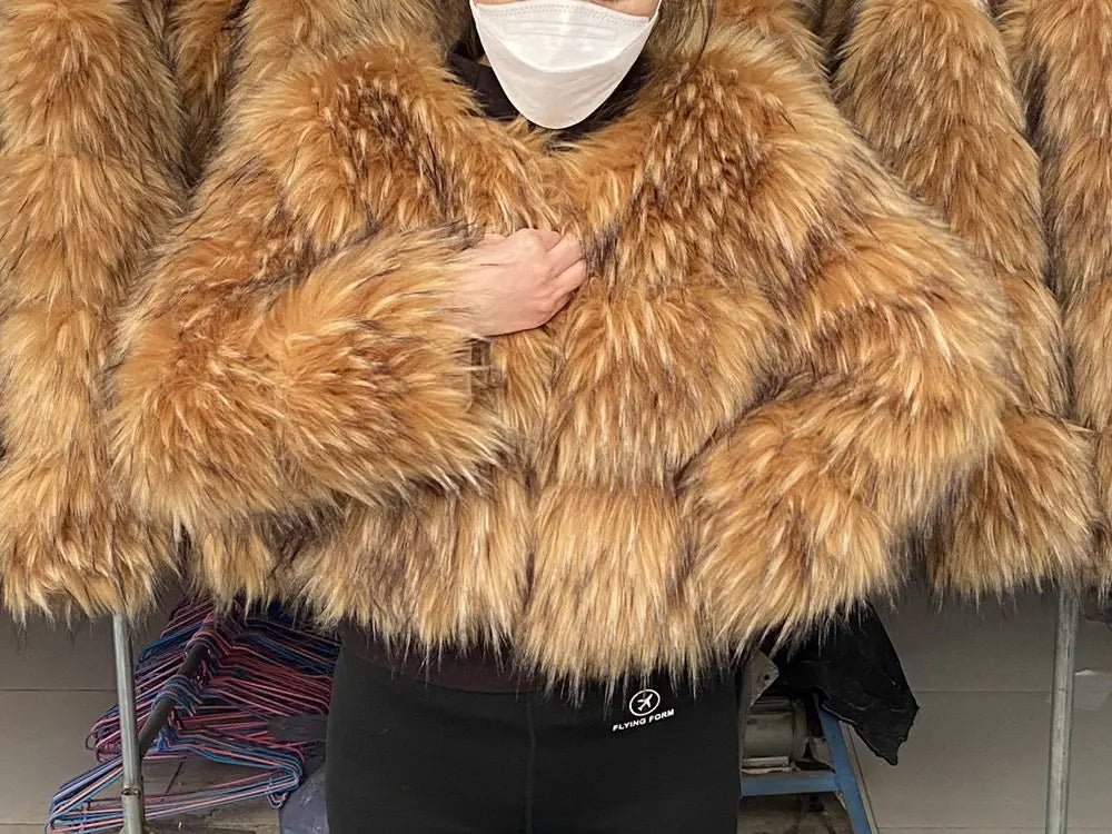 HOOOFUR Faux Fur Coat Women's Jacket Winter Fashion Warm Thick Fox Raccoon Leather Brown Plus Size Especially Fake Fur Cold Coat - MAGUSTA BEAUTY