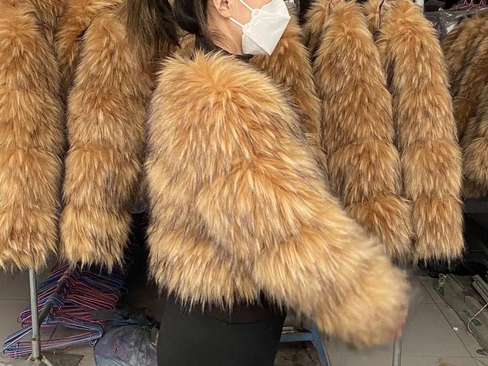 HOOOFUR Faux Fur Coat Women's Jacket Winter Fashion Warm Thick Fox Raccoon Leather Brown Plus Size Especially Fake Fur Cold Coat - MAGUSTA BEAUTY