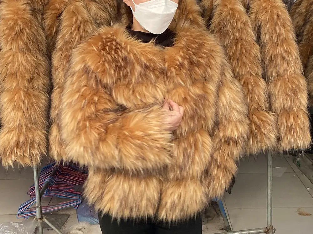 HOOOFUR Faux Fur Coat Women's Jacket Winter Fashion Warm Thick Fox Raccoon Leather Brown Plus Size Especially Fake Fur Cold Coat - MAGUSTA BEAUTY