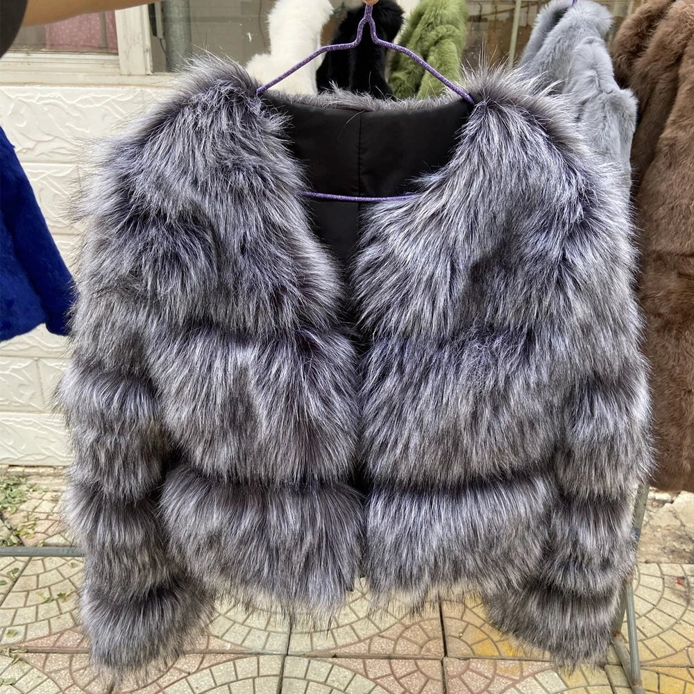 HOOOFUR Faux Fur Coat Women's Jacket Winter Fashion Warm Thick Fox Raccoon Leather Brown Plus Size Especially Fake Fur Cold Coat - MAGUSTA BEAUTY