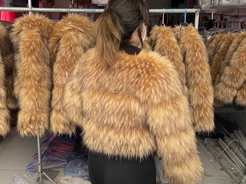 HOOOFUR Faux Fur Coat Women's Jacket Winter Fashion Warm Thick Fox Raccoon Leather Brown Plus Size Especially Fake Fur Cold Coat - MAGUSTA BEAUTY