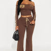 Hot girl fashion trend suit irregular side length pants long sleeved off shoulder women's clothing spring and summer - MAGUSTA BEAUTY