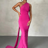 Hugcitar One Shoulder Backless Adjustable Scarf Loop Ruched Sexy Maxi Dress Women Elegant Y2K Streetwear Festival Outfit - MAGUSTA BEAUTY