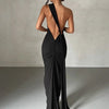 Hugcitar One Shoulder Backless Adjustable Scarf Loop Ruched Sexy Maxi Dress Women Elegant Y2K Streetwear Festival Outfit - MAGUSTA BEAUTY