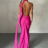 Hugcitar One Shoulder Backless Adjustable Scarf Loop Ruched Sexy Maxi Dress Women Elegant Y2K Streetwear Festival Outfit - MAGUSTA BEAUTY