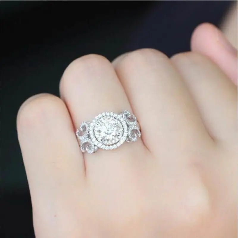 Huitan Aesthetic Design Women's Wedding Rings with Brilliant Cubic Zirconia Stone Graceful Proposal Engage Rings Fashion Jewelry - MAGUSTA BEAUTY