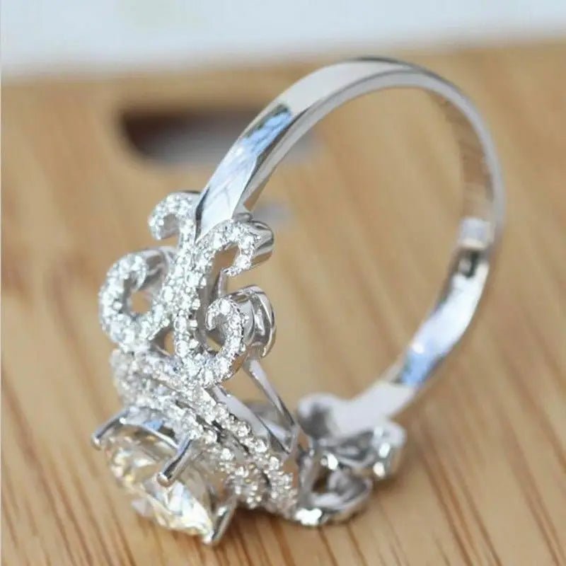 Huitan Aesthetic Design Women's Wedding Rings with Brilliant Cubic Zirconia Stone Graceful Proposal Engage Rings Fashion Jewelry - MAGUSTA BEAUTY