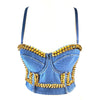 Irene Tinnie Sexy Cute Hole Cartoon Decoration Push Up Bustier Women's Denim Bralette Cropped Top Vest Plus Size - MAGUSTA BEAUTY
