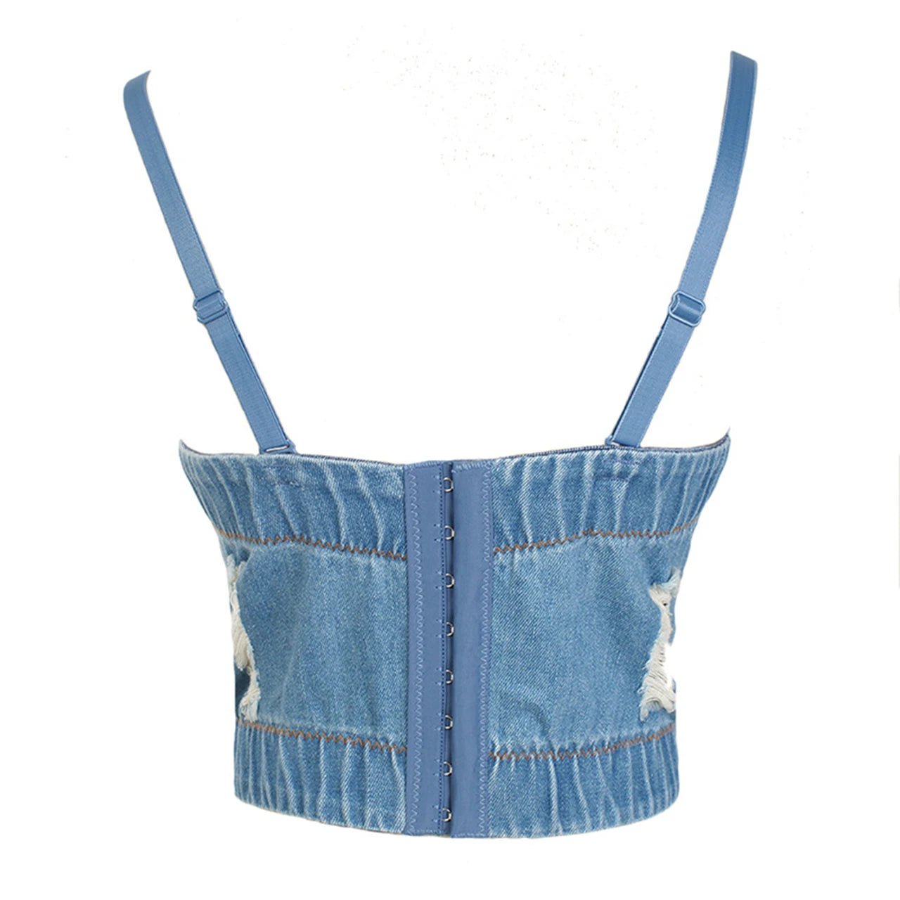 Irene Tinnie Sexy Cute Hole Cartoon Decoration Push Up Bustier Women's Denim Bralette Cropped Top Vest Plus Size - MAGUSTA BEAUTY