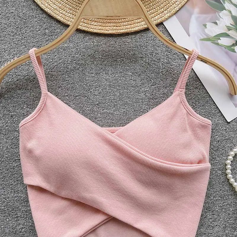  Irregular Casual Sport Camisole Women Strap Design Solid Fashion 2023 Y2K Elegant Ladies Chic Slim Tank Tops - MAGUSTA BEAUTY
