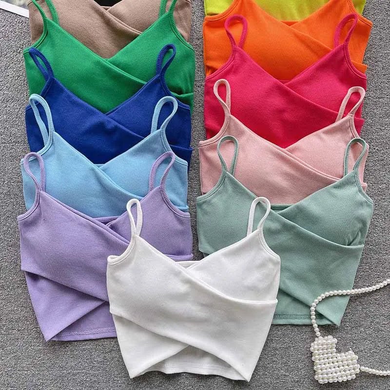  Irregular Casual Sport Camisole Women Strap Design Solid Fashion 2023 Y2K Elegant Ladies Chic Slim Tank Tops - MAGUSTA BEAUTY