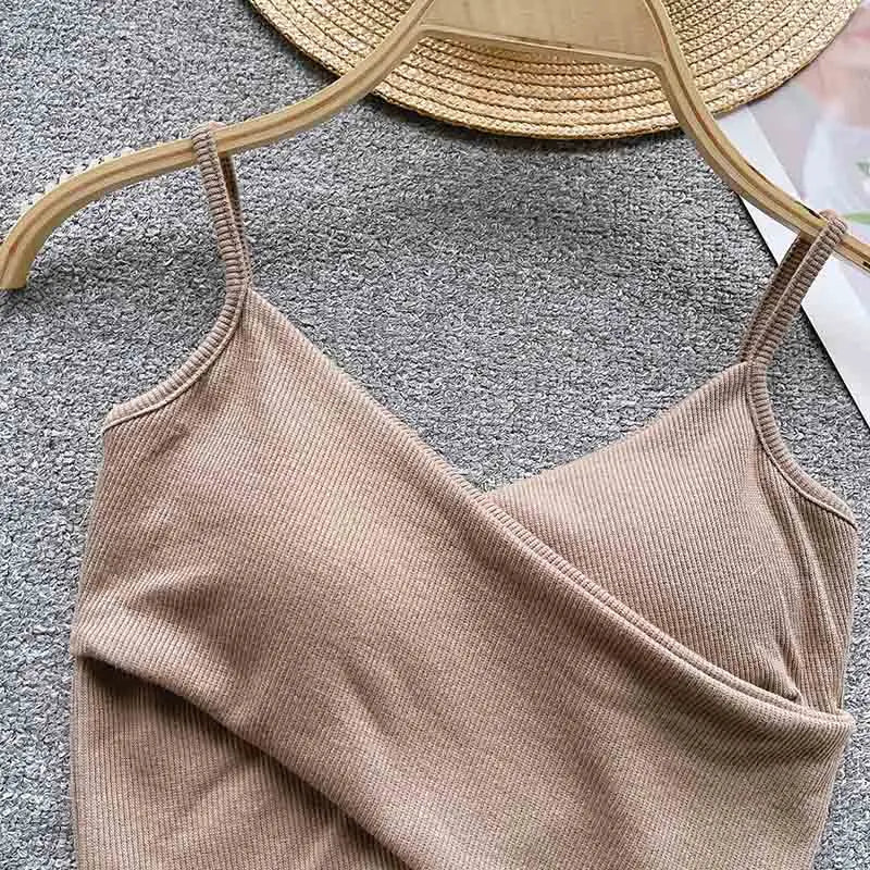  Irregular Casual Sport Camisole Women Strap Design Solid Fashion 2023 Y2K Elegant Ladies Chic Slim Tank Tops - MAGUSTA BEAUTY