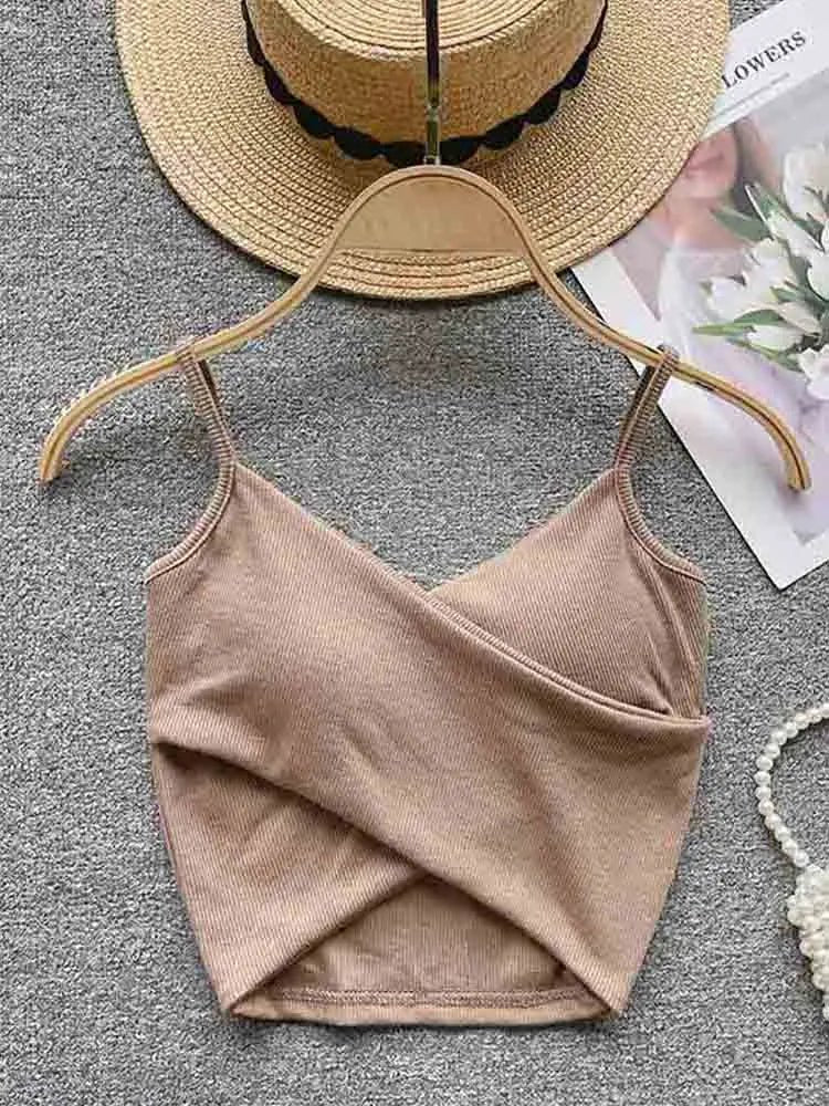  Irregular Casual Sport Camisole Women Strap Design Solid Fashion 2023 Y2K Elegant Ladies Chic Slim Tank Tops - MAGUSTA BEAUTY