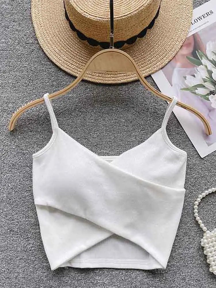  Irregular Casual Sport Camisole Women Strap Design Solid Fashion 2023 Y2K Elegant Ladies Chic Slim Tank Tops - MAGUSTA BEAUTY