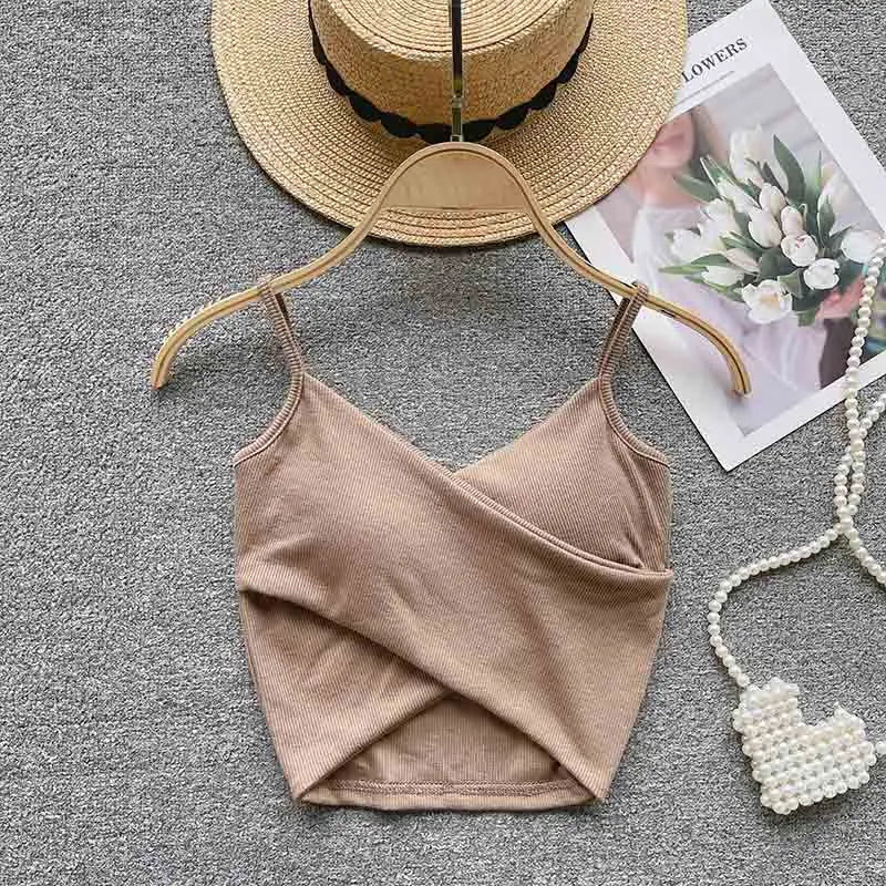  Irregular Casual Sport Camisole Women Strap Design Solid Fashion 2023 Y2K Elegant Ladies Chic Slim Tank Tops - MAGUSTA BEAUTY