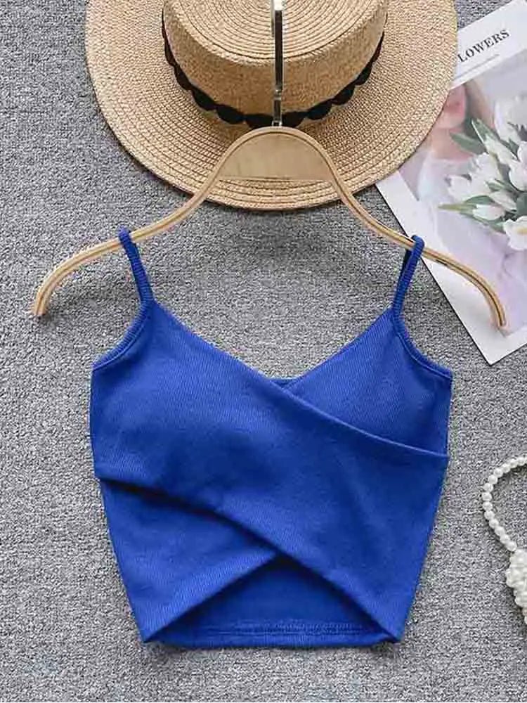  Irregular Casual Sport Camisole Women Strap Design Solid Fashion 2023 Y2K Elegant Ladies Chic Slim Tank Tops - MAGUSTA BEAUTY