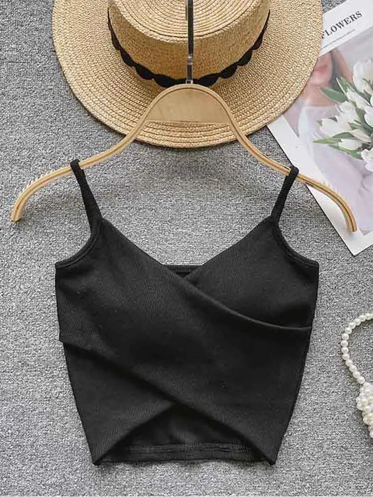  Irregular Casual Sport Camisole Women Strap Design Solid Fashion 2023 Y2K Elegant Ladies Chic Slim Tank Tops - MAGUSTA BEAUTY