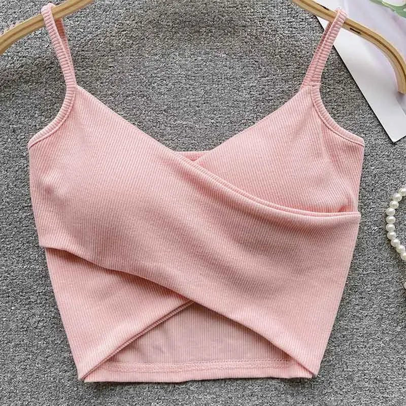  Irregular Casual Sport Camisole Women Strap Design Solid Fashion 2023 Y2K Elegant Ladies Chic Slim Tank Tops - MAGUSTA BEAUTY