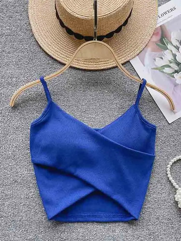 Irregular Casual Sport Camisole Women Strap Design Solid Fashion 2023 Y2K Elegant Ladies Chic Slim Tank Tops - MAGUSTA BEAUTY