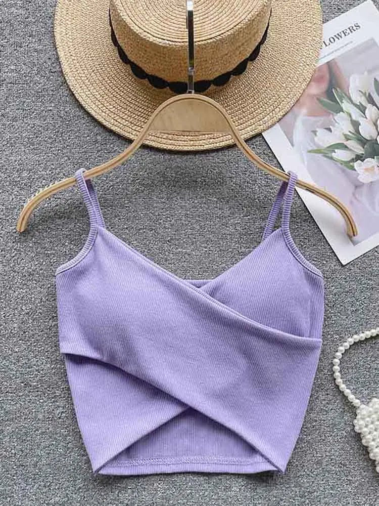  Irregular Casual Sport Camisole Women Strap Design Solid Fashion 2023 Y2K Elegant Ladies Chic Slim Tank Tops - MAGUSTA BEAUTY