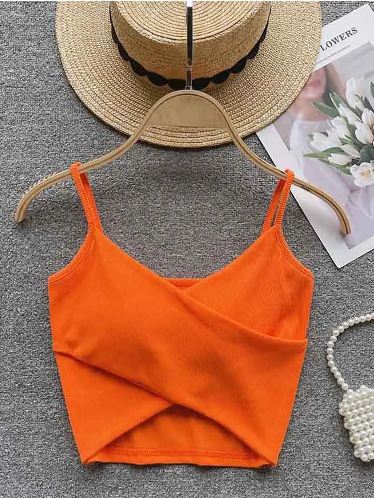  Irregular Casual Sport Camisole Women Strap Design Solid Fashion 2023 Y2K Elegant Ladies Chic Slim Tank Tops - MAGUSTA BEAUTY