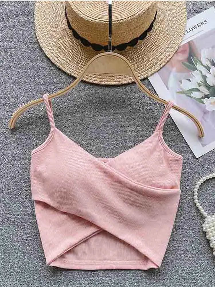  Irregular Casual Sport Camisole Women Strap Design Solid Fashion 2023 Y2K Elegant Ladies Chic Slim Tank Tops - MAGUSTA BEAUTY