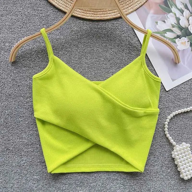  Irregular Casual Sport Camisole Women Strap Design Solid Fashion 2023 Y2K Elegant Ladies Chic Slim Tank Tops - MAGUSTA BEAUTY