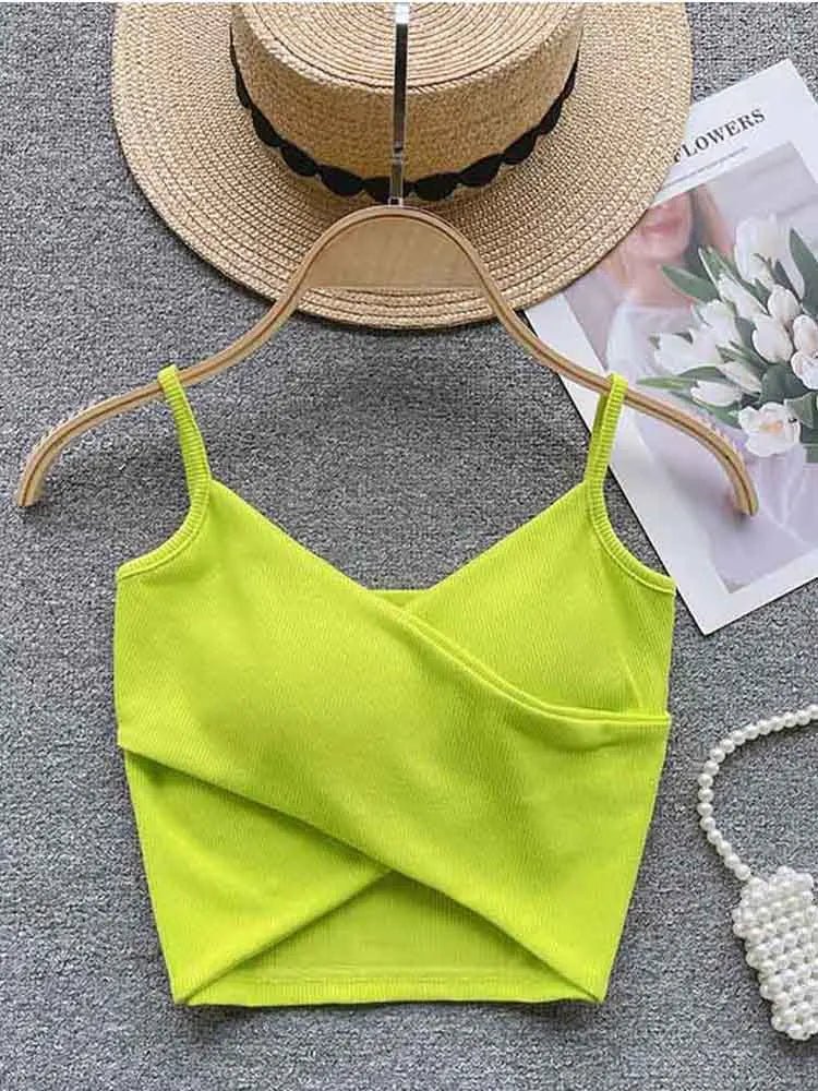  Irregular Casual Sport Camisole Women Strap Design Solid Fashion 2023 Y2K Elegant Ladies Chic Slim Tank Tops - MAGUSTA BEAUTY