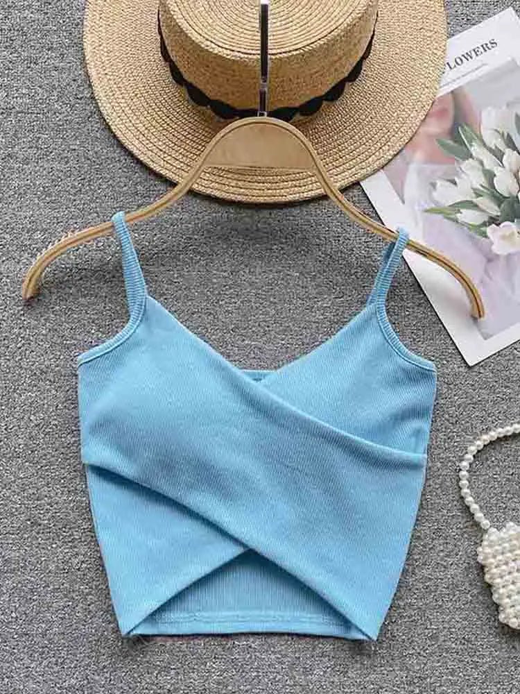 Irregular Casual Sport Camisole Women Strap Design Solid Fashion 2023 Y2K Elegant Ladies Chic Slim Tank Tops - MAGUSTA BEAUTY