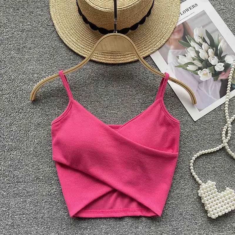  Irregular Casual Sport Camisole Women Strap Design Solid Fashion 2025 Y2K Elegant Ladies Chic Slim Tank Tops - MAGUSTA BEAUTY