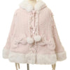 Japanese Liz Sweet Princess Faux Rabbit Fur Cape Coat Women Autumn Winter Fur Jacket Loose Clock Rhinestone Bow Hooded Coat - MAGUSTA BEAUTY